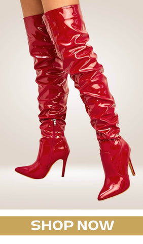 High Heels Red Over The Knee Boots