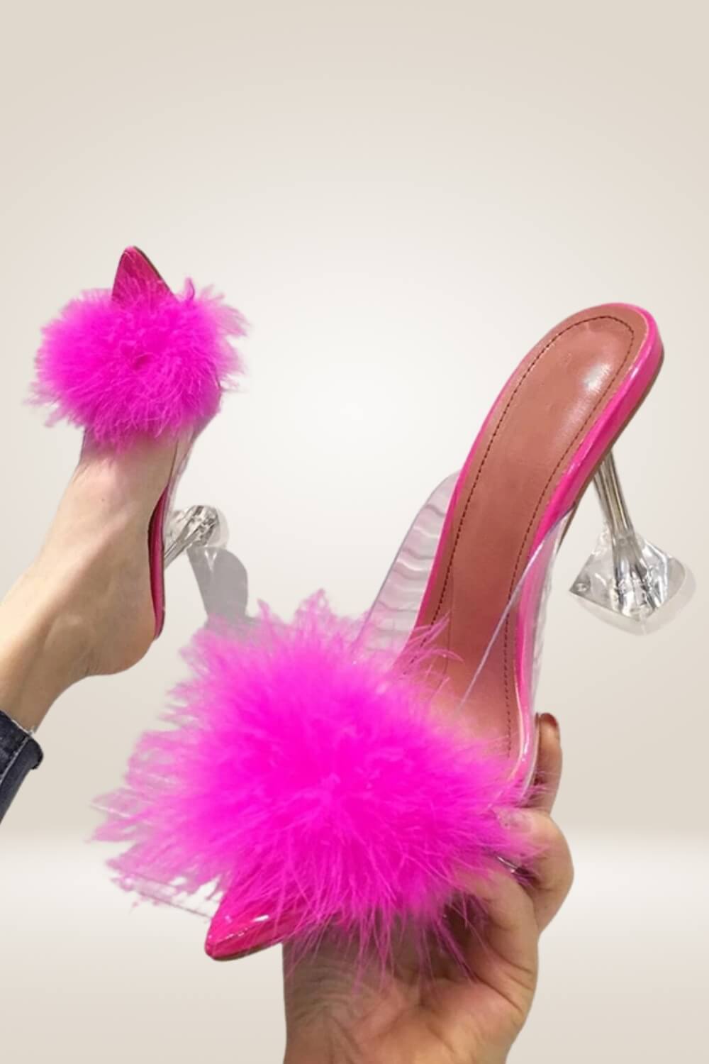 Sugar Thrillz Marabou Feather Rhinestone Buckle Platform Heels - Pink |  Heels, Platform heels, Pink high heels