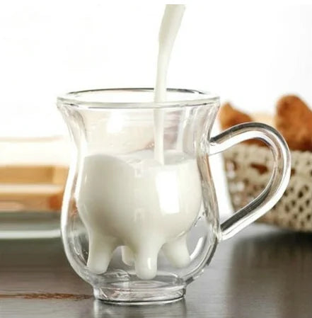 Cow Shaped Double Layer Glass Creamer Jug