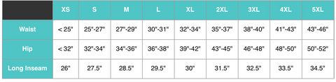 Officially Sexy Women's Size Chart