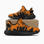 233. Neon Orange & Black Atlanta Skyline Adult Unisex Mesh Knit Sneakers