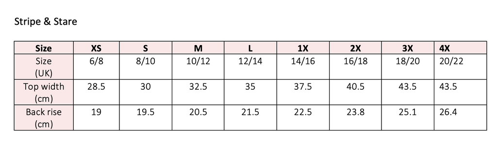 Stripe & Stare Size Chart – Poppie Snow