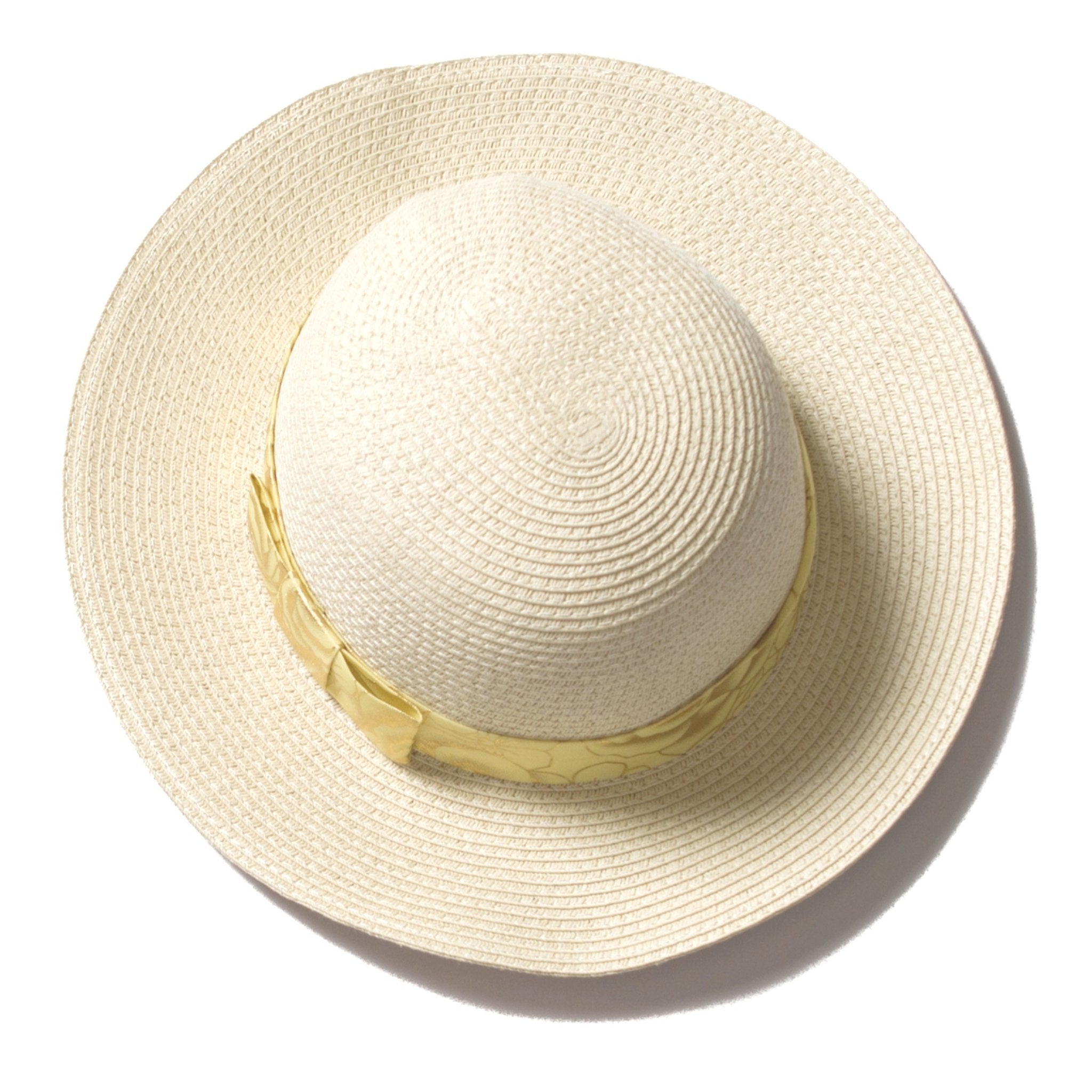 Beach Glam Natural Straw Hat With Gold Ribbon - Benn~Burry