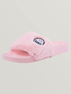 childrens pink fluffy sliders