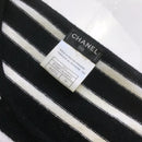 CHANEL CASHMERE Long Chain Necklace Black White Stripe Breton Jumper Sweater 38