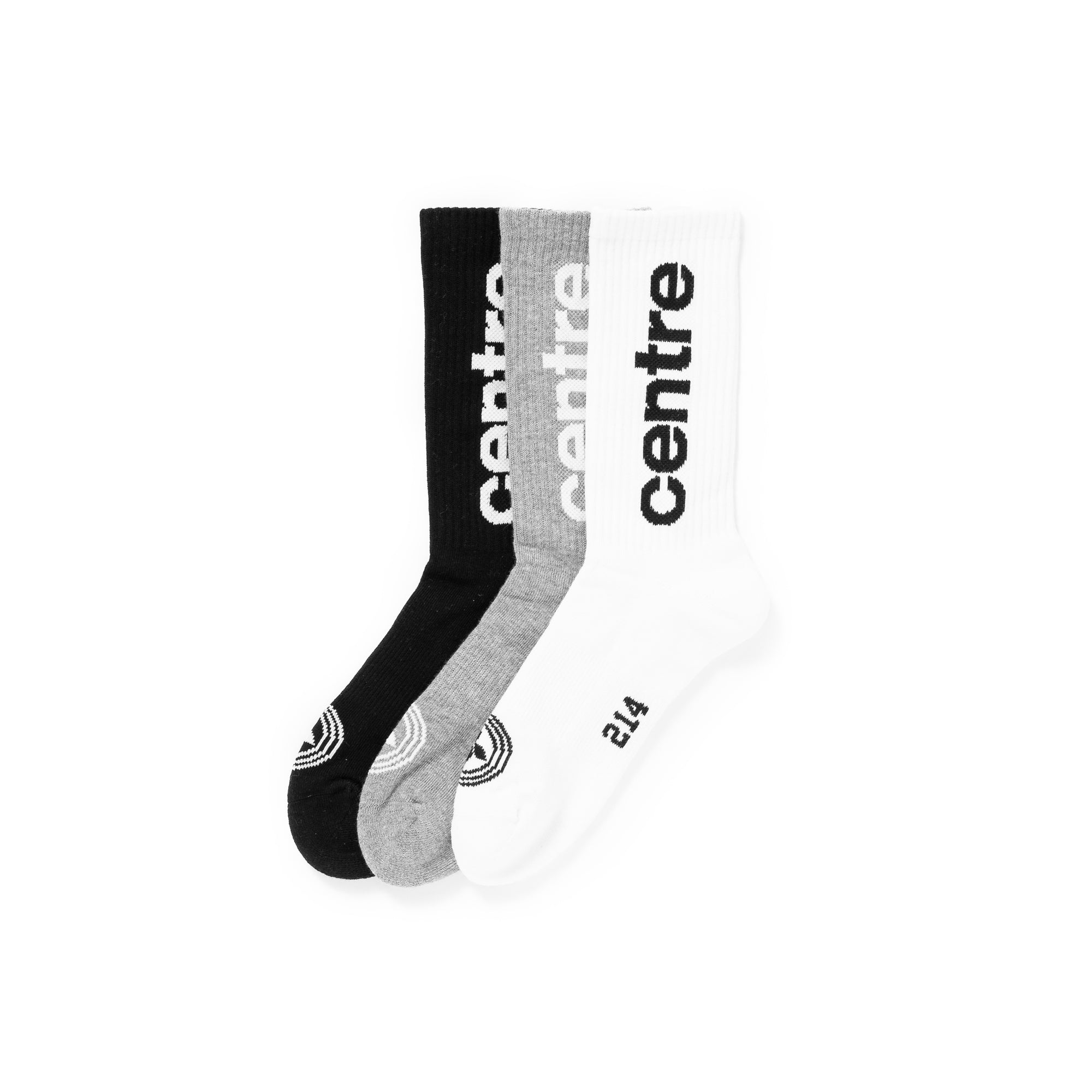 Centre Premium Casual Sock 3-Pack (Black/Grey/White)