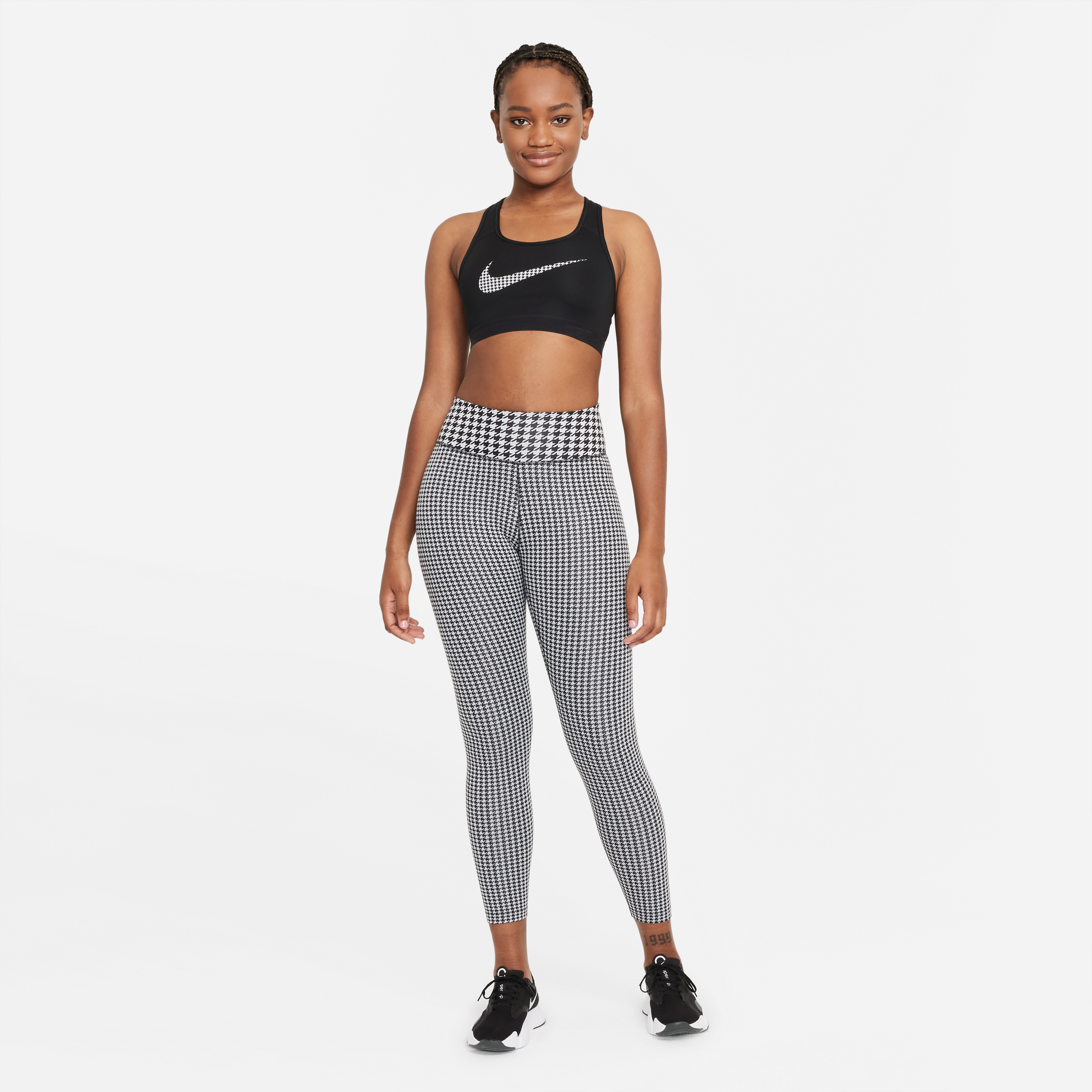 Nike Women's Dri-Fit One Icon Clash Leggings (White/Black-Chile Red)