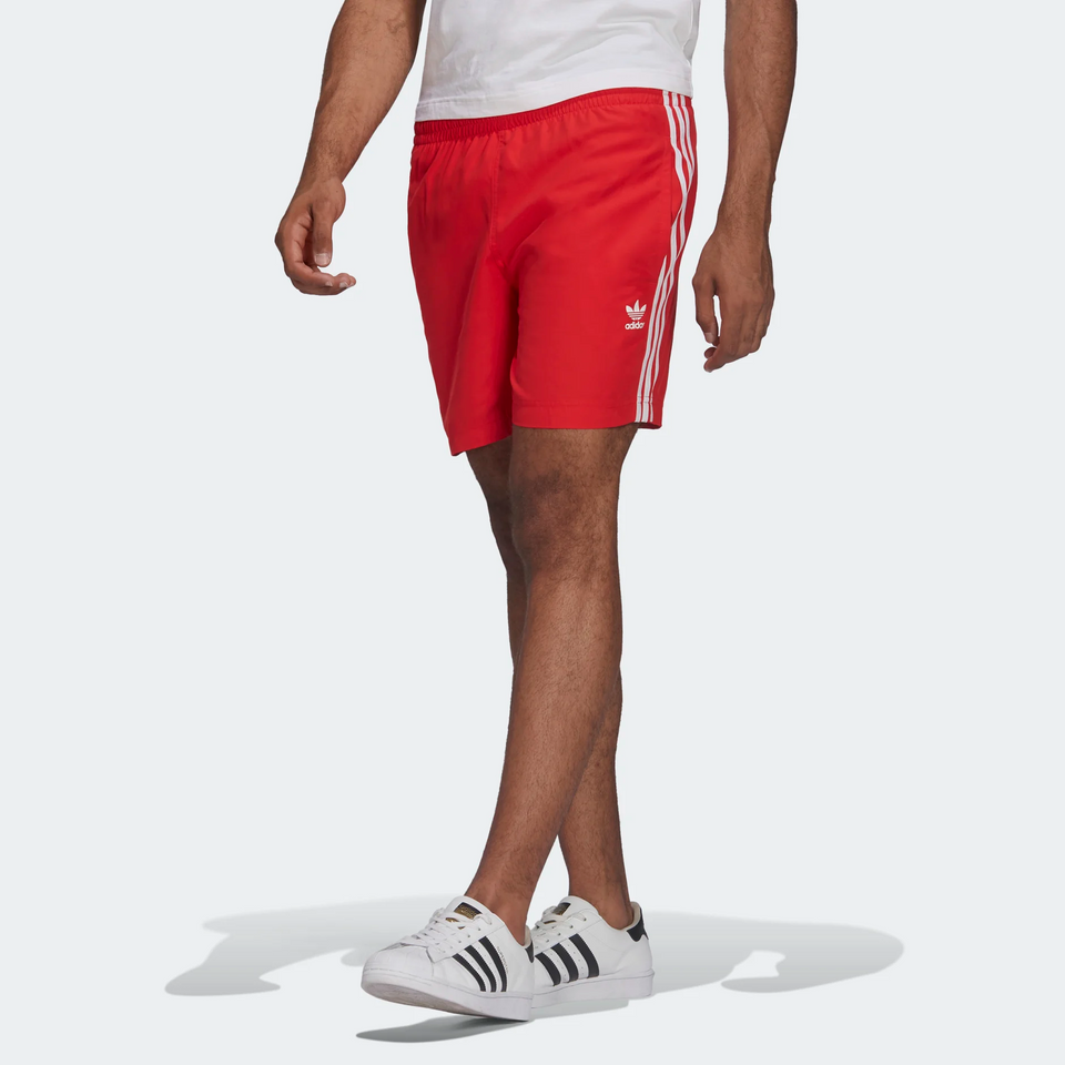 Adidas Classics 3-Stripes Swim Shorts (Hi-Res Green/White) – Centre