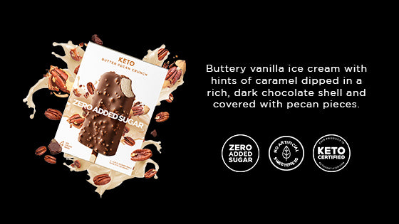 Zero added sugar butter pecan ice cream bar infographic