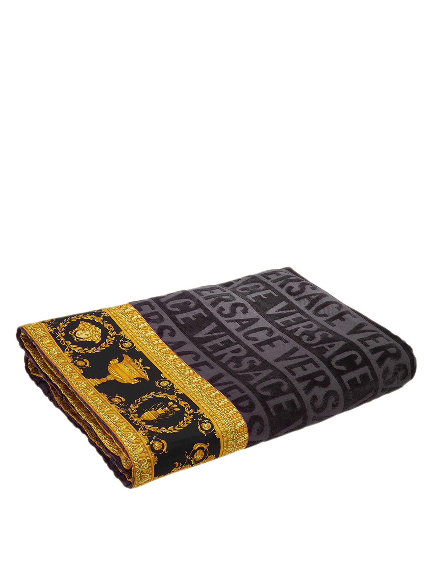 Versace Jacquard Towel Black | Eleganza www.eNextDoor.com