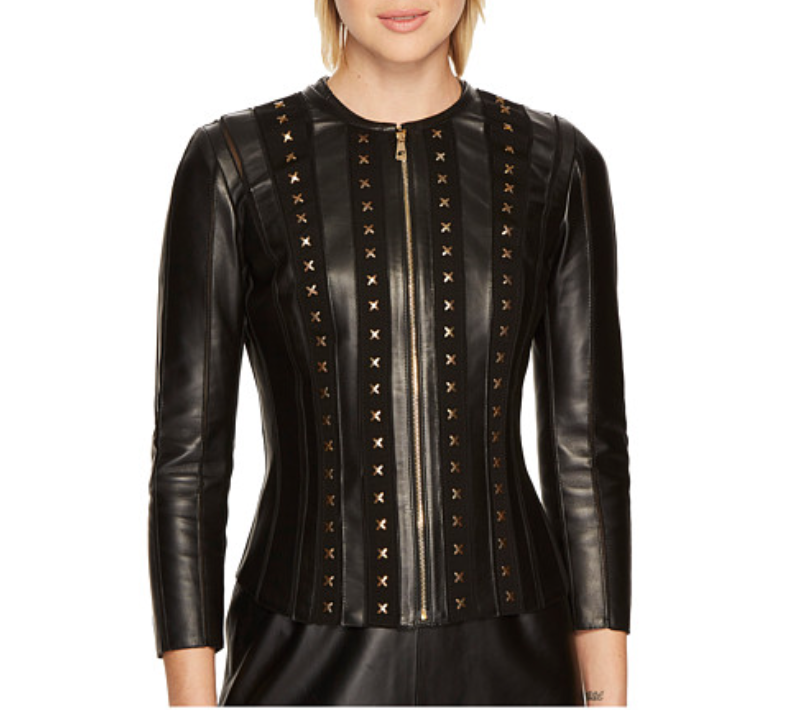 versace collection leather jacket