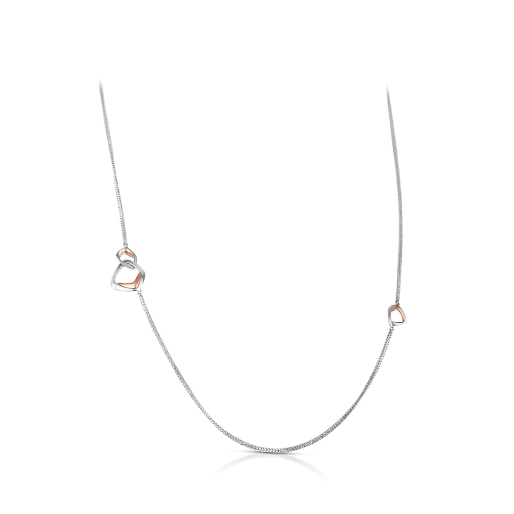 Platinum & Rose Gold Necklace with Diamonds for Women JL PT N 206