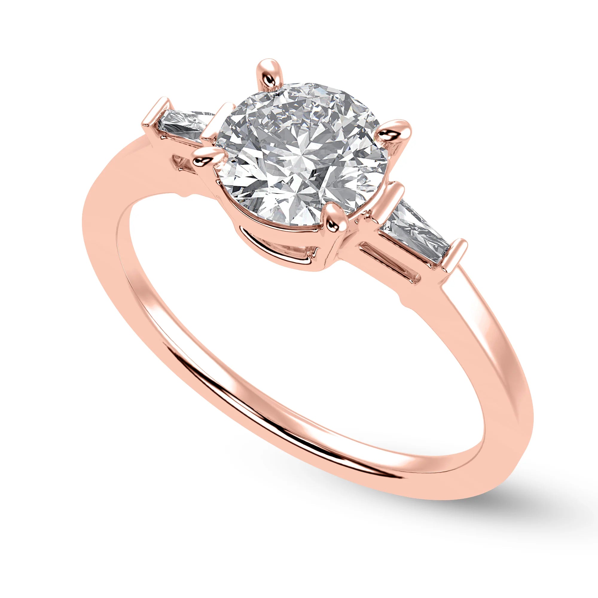 0.50cts. Solitaire Baguette Diamond Accents 18K Rose Gold Ring JL AU 1209R-A M or F:Women's Band only Women's Ring : 0