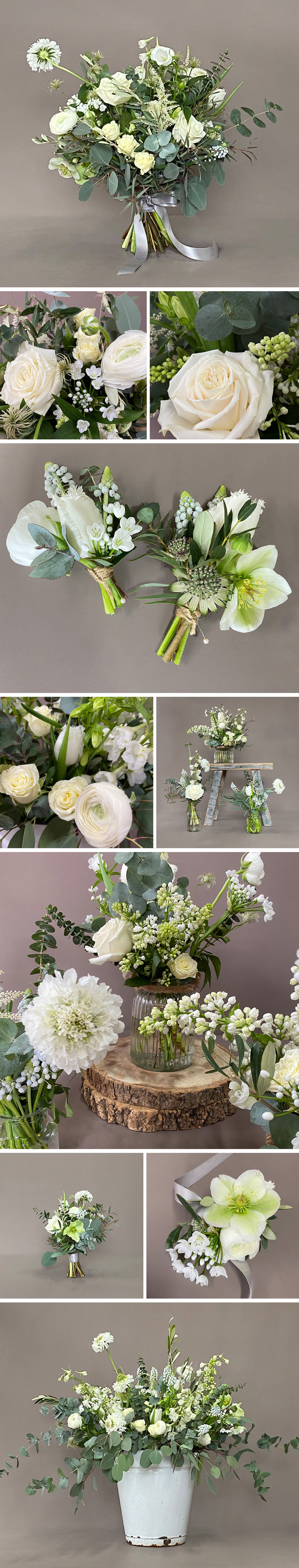 white wedding flowers collection