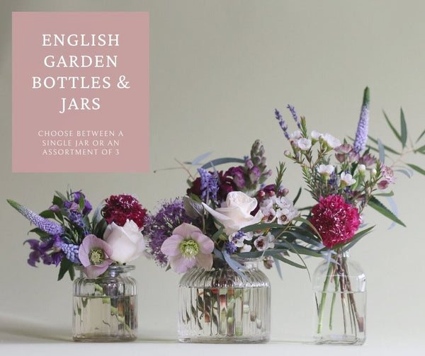 english garden flowers in jars