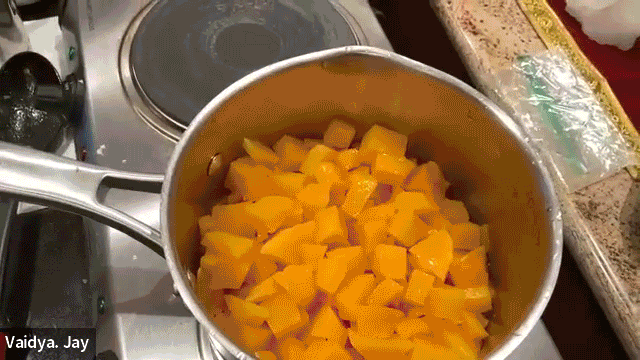 preparing butternut kale soup