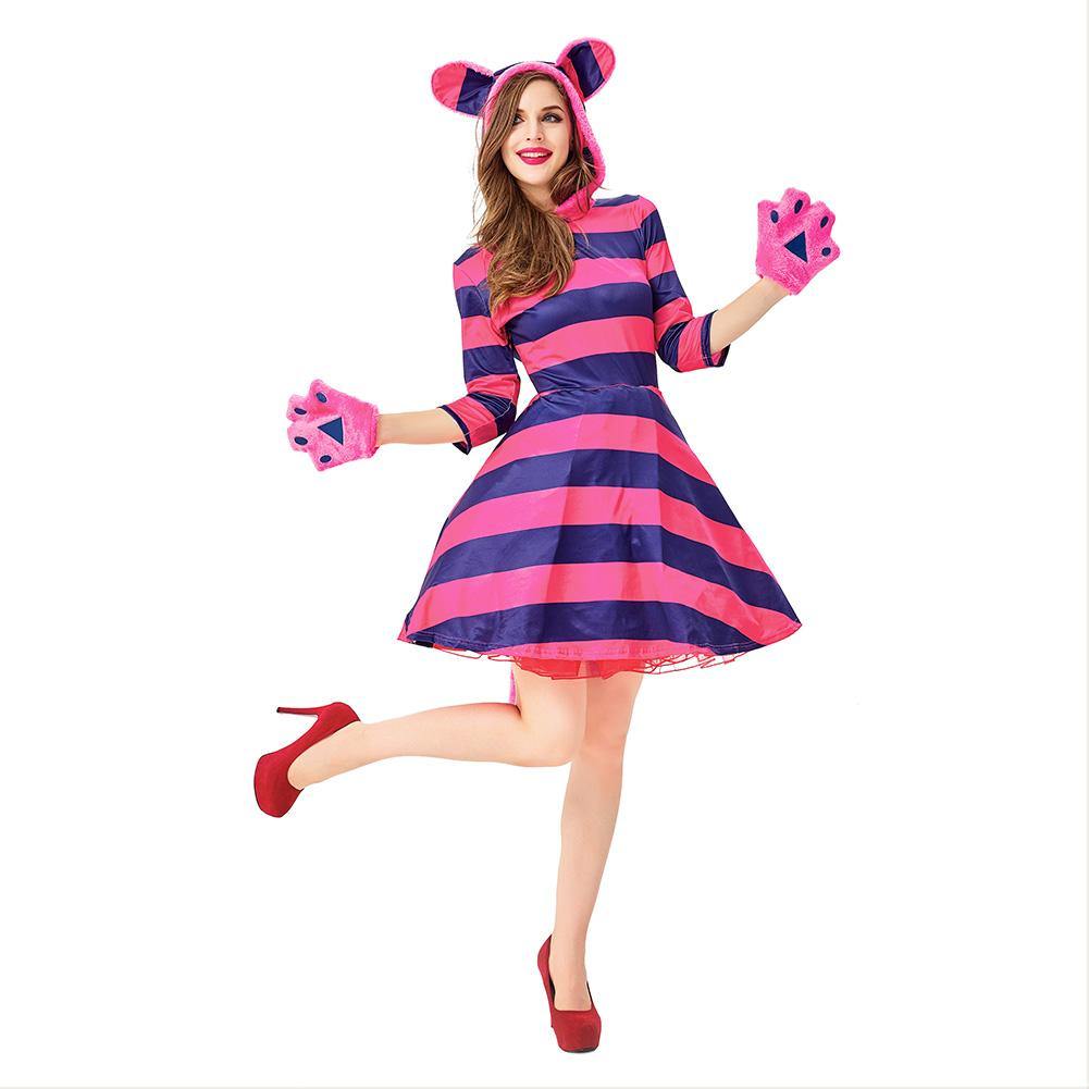 Cheshire Katze Cheshire Cat Kleid Fur Damen Erwachsene Frauen Kleid Ed Karnevalkostume