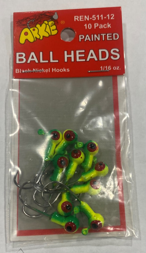 Arkie Lures Pro Model Sickle Hook Jig Head, Color Black, Size 1/16 oz.