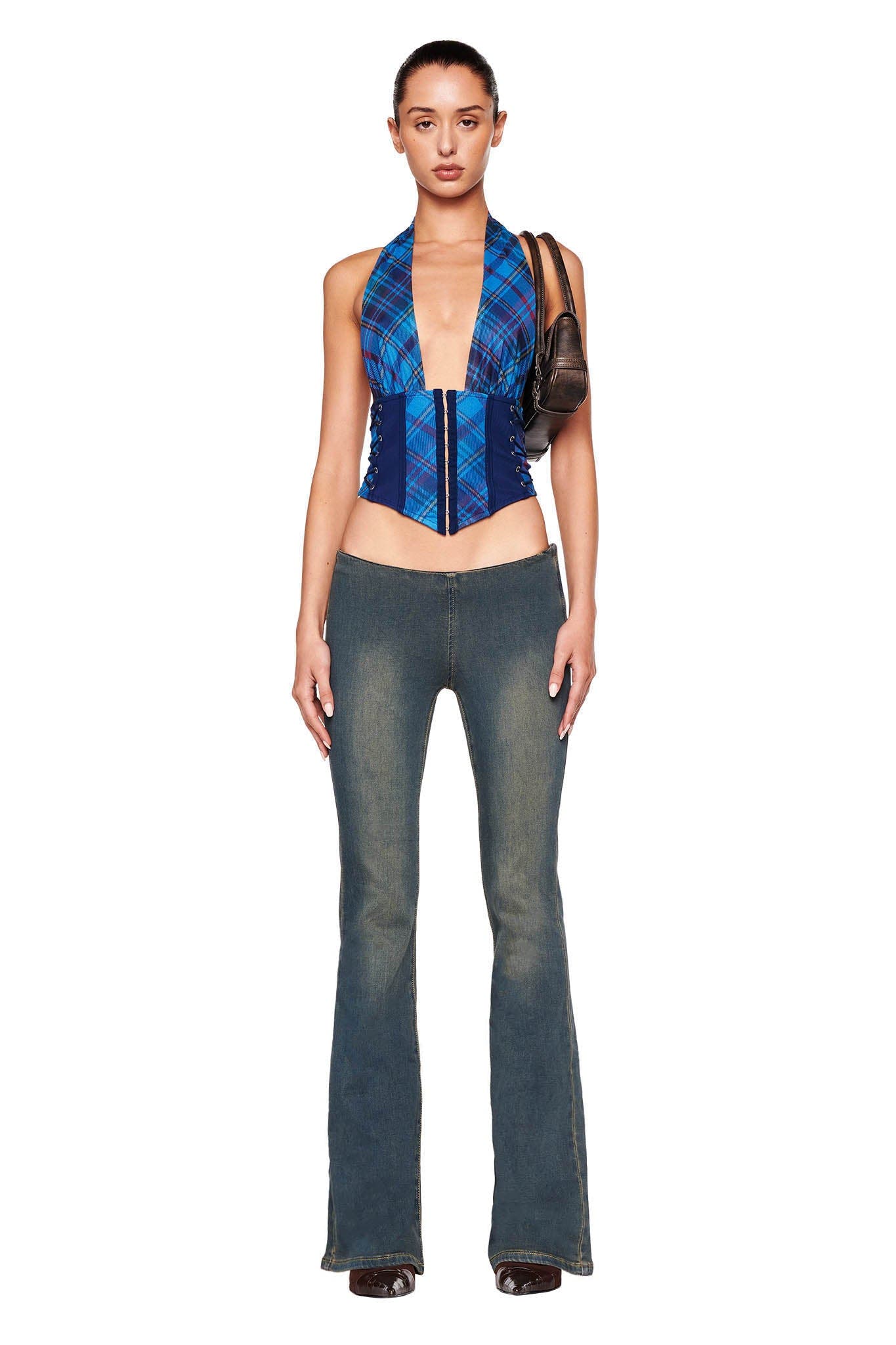 CELESTINA CORSET - BLUE : PLAID