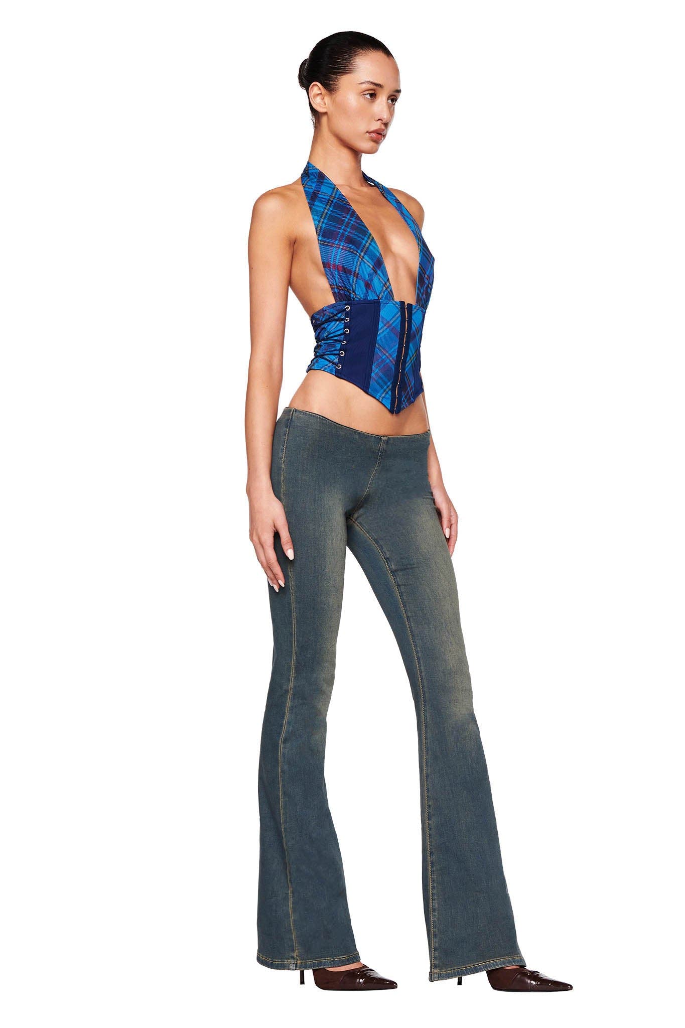 CELESTINA CORSET - BLUE : PLAID