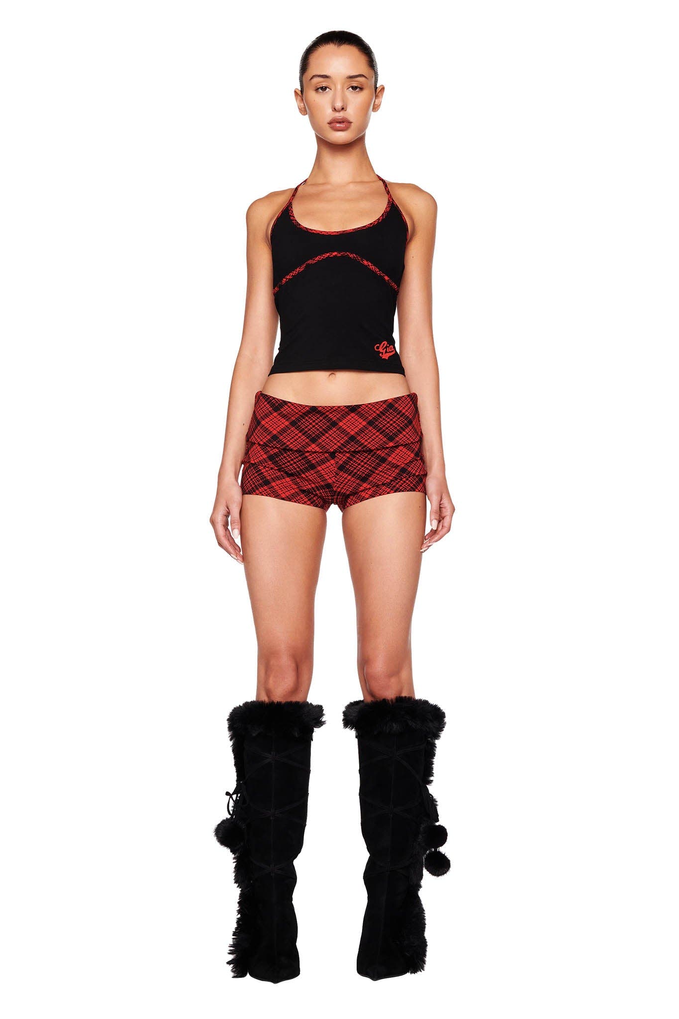 RHIANNON SHORT - RED CHECK