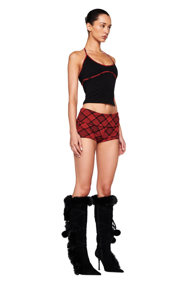 RHIANNON SHORT - RED CHECK