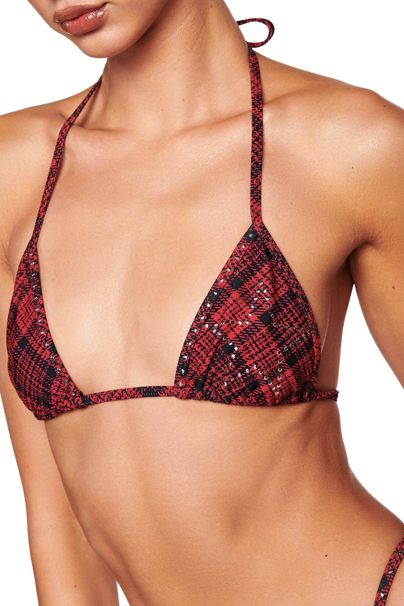 MARTINA BIKINI TOP - RED PLAID