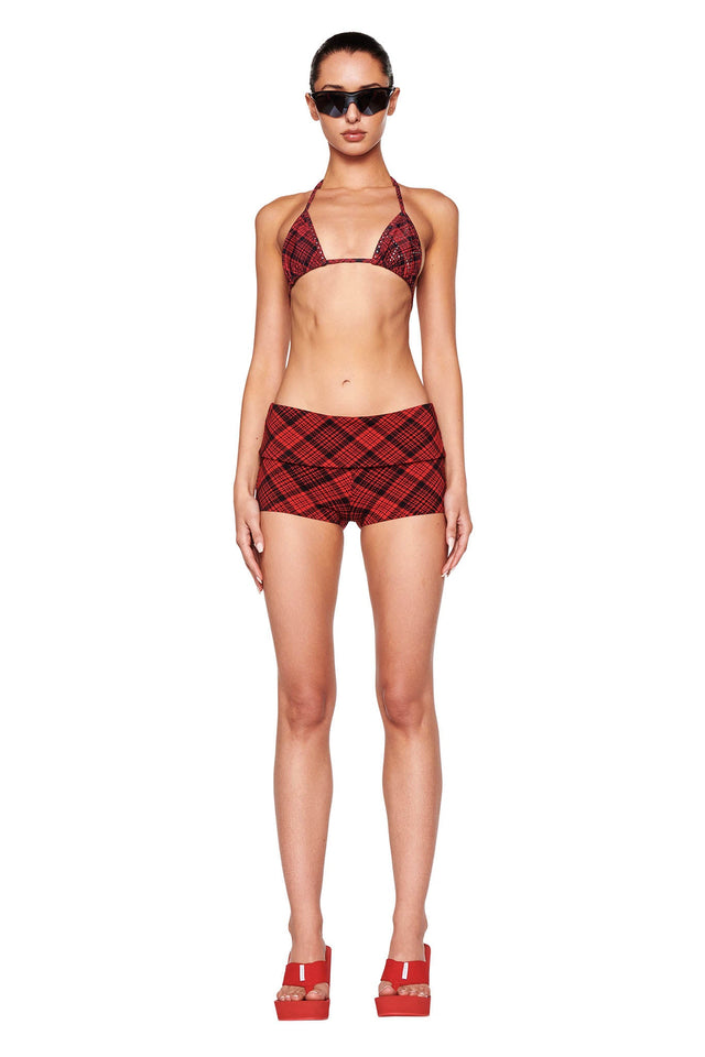 MARTINA BIKINI TOP - RED PLAID