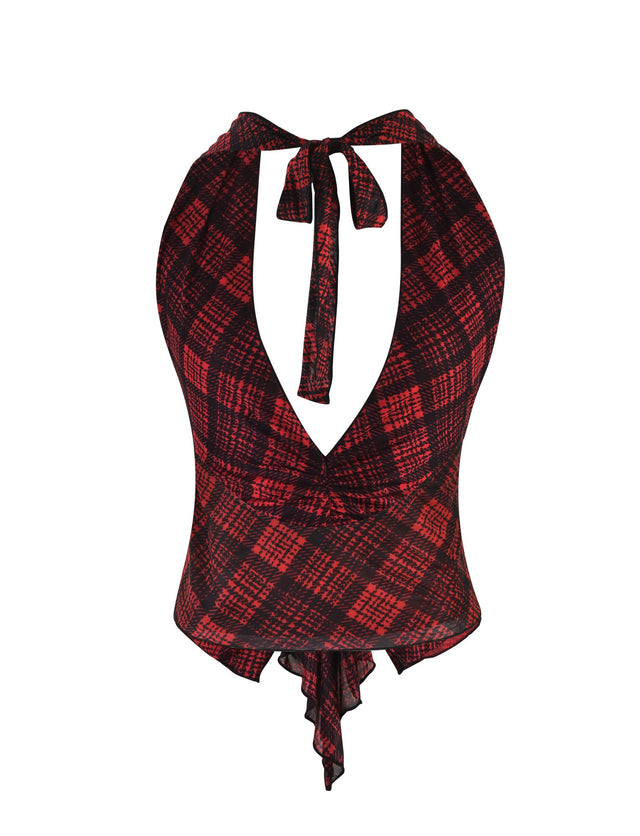 EMILLIA TOP - RED : RED PLAID