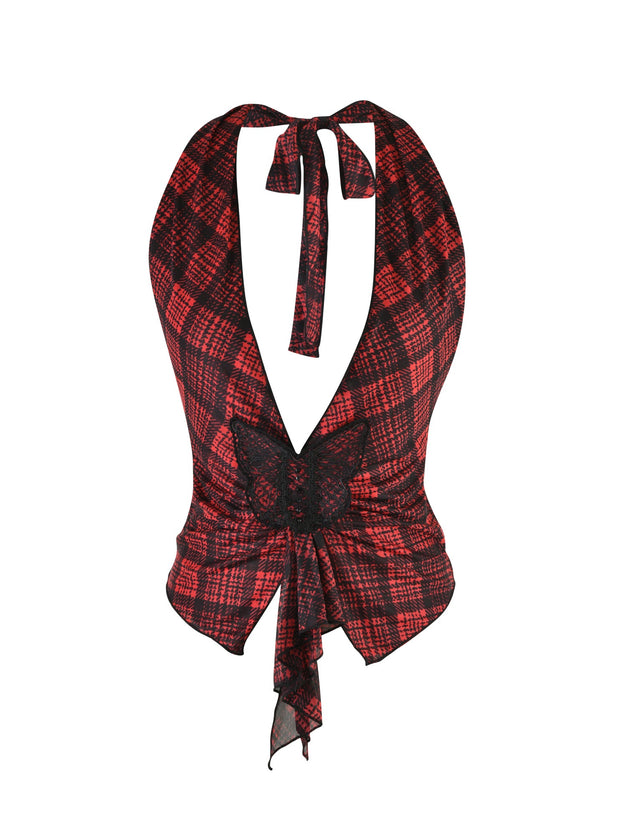 EMILLIA TOP - RED : RED PLAID