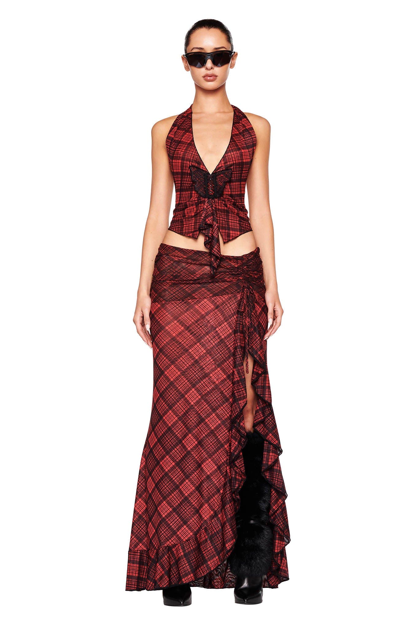 EMILLIA SKIRT - RED : RED PLAID