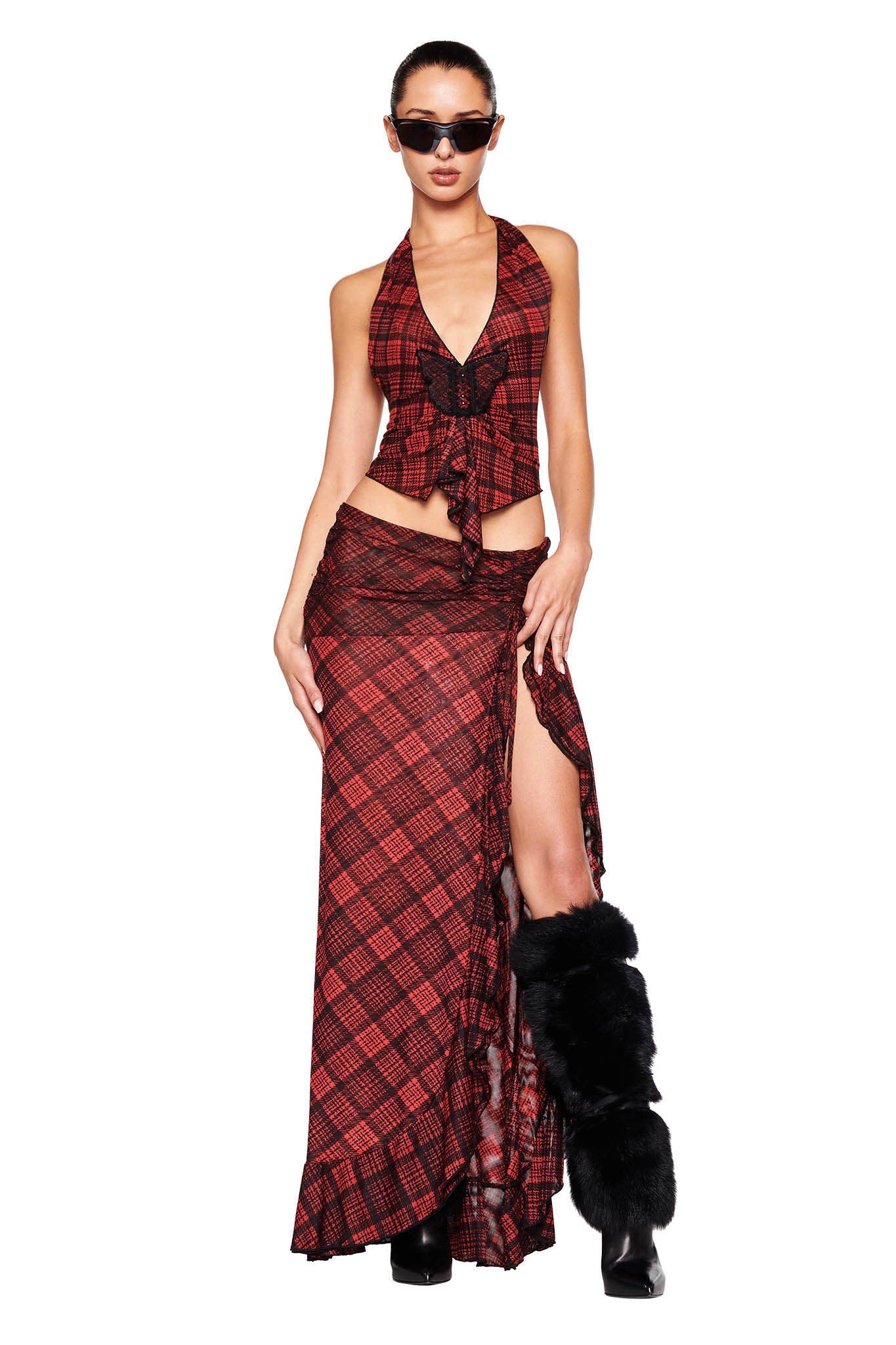 EMILLIA TOP - RED : RED PLAID