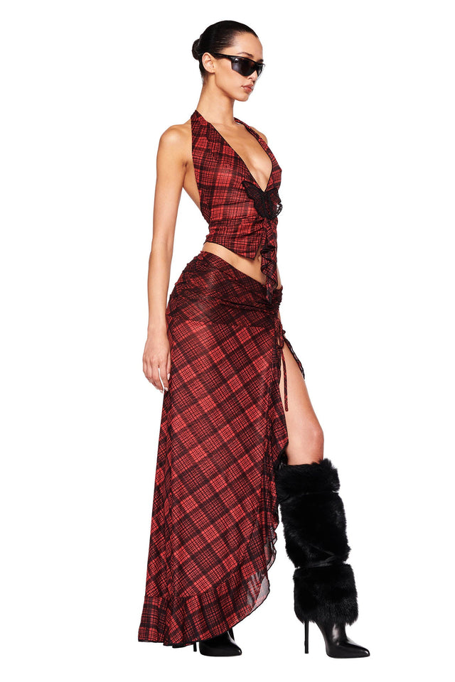 EMILLIA SKIRT - RED : RED PLAID