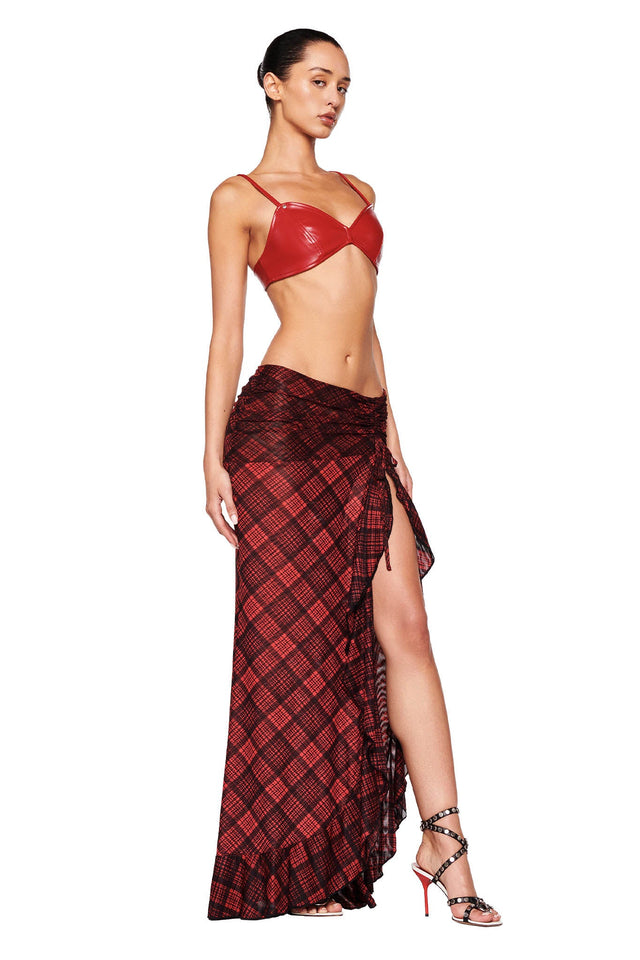 EMILLIA SKIRT - RED : RED PLAID