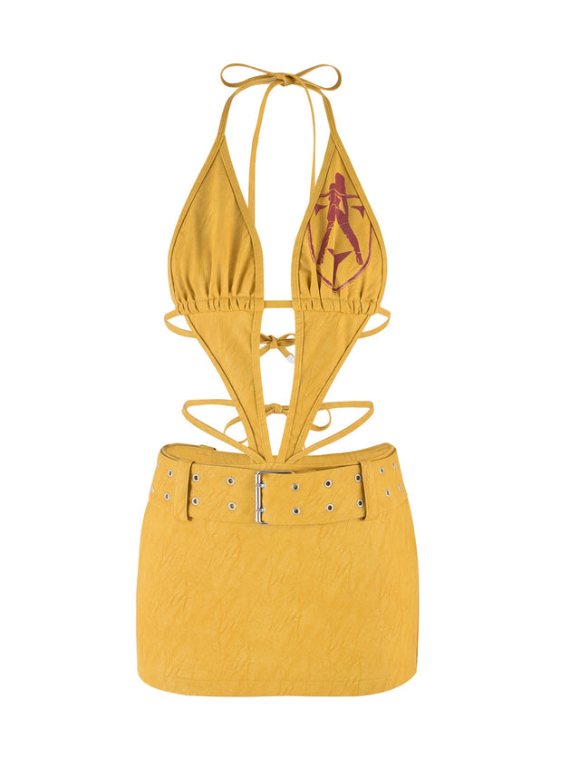 LUIRA PU DRESS - YELLOW