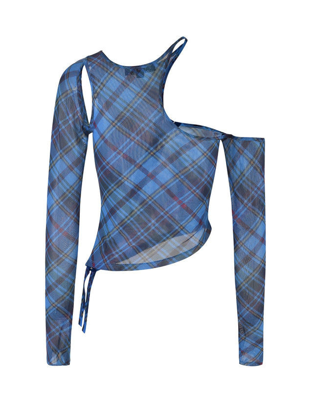 ANAFER TOP - BLUE : PLAID