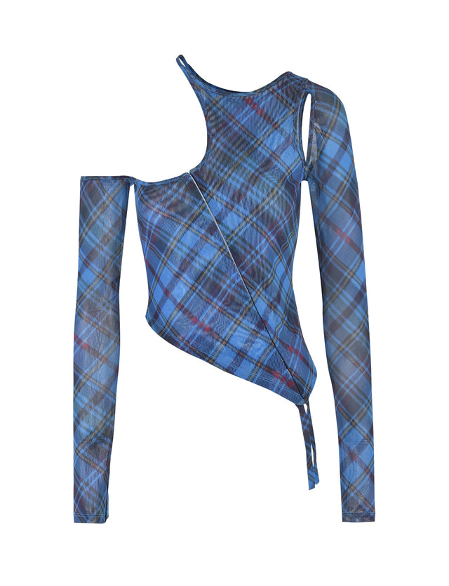 ANAFER TOP - BLUE : PLAID