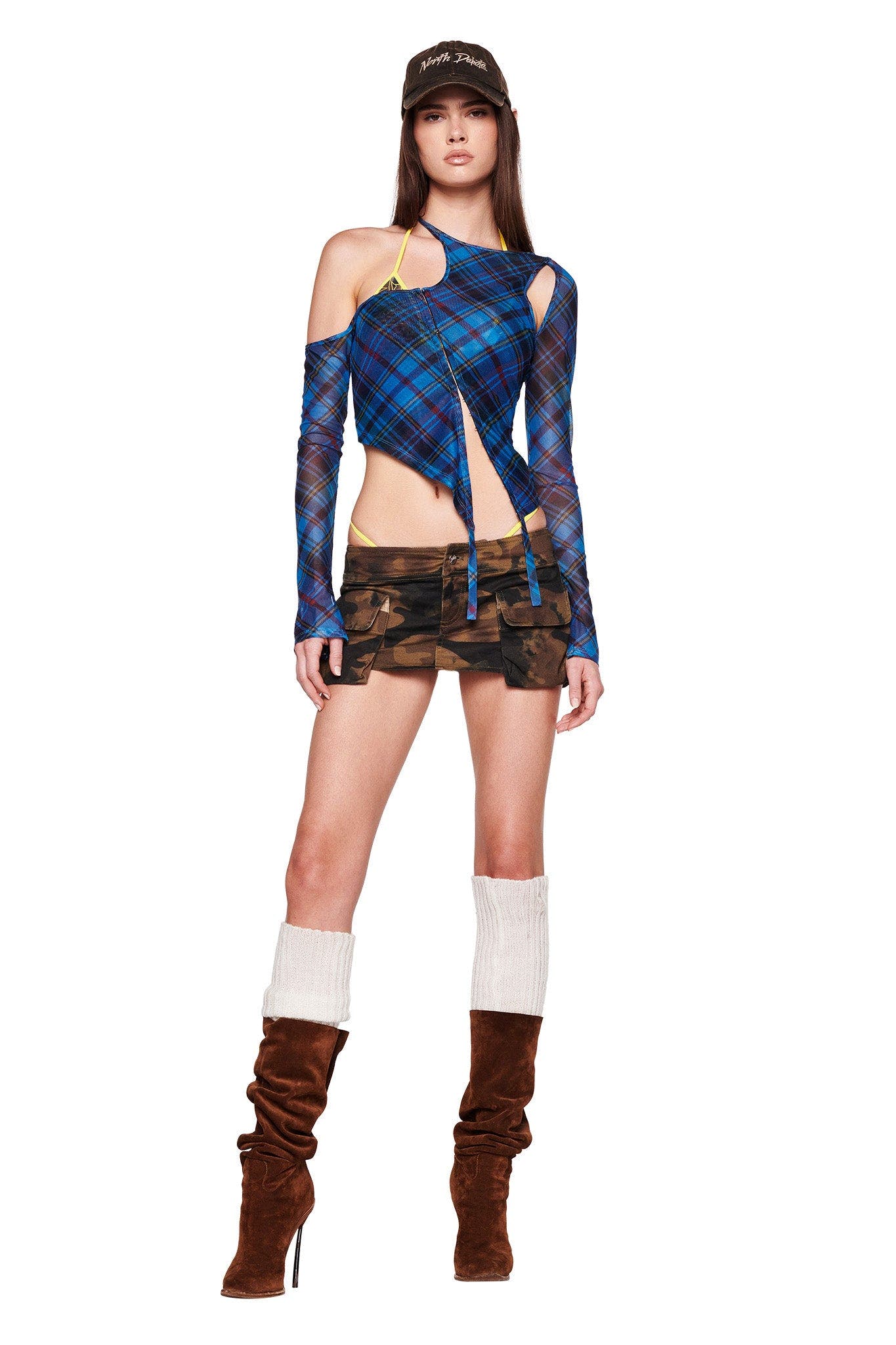 ANAFER TOP - BLUE : PLAID