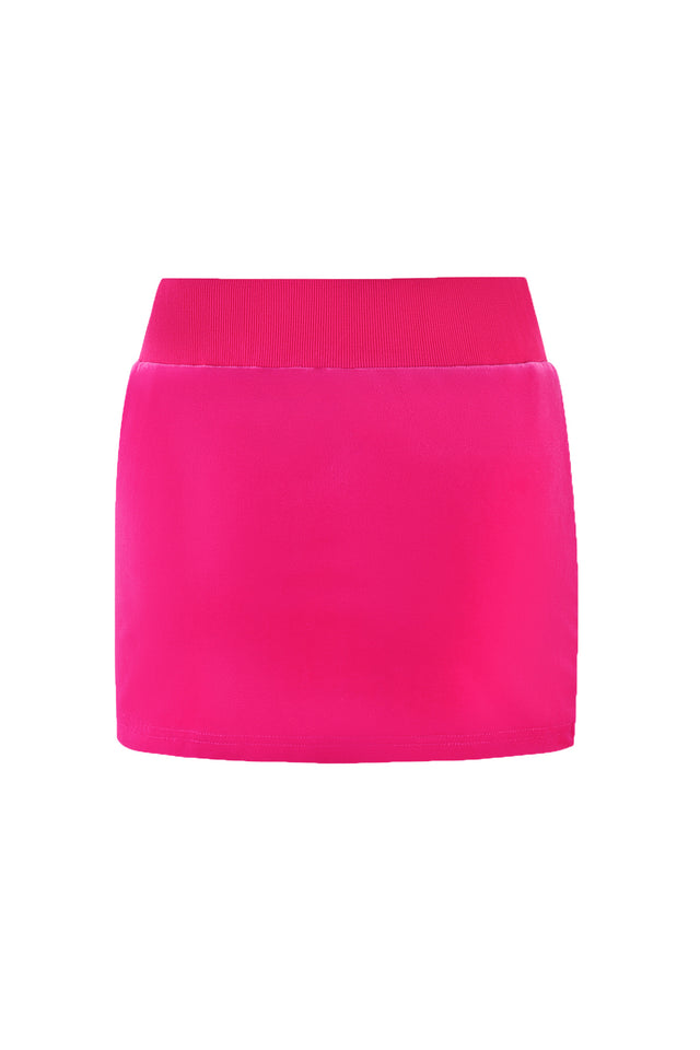 STACEY VELOUR SKIRT - PINK : HOT PINK