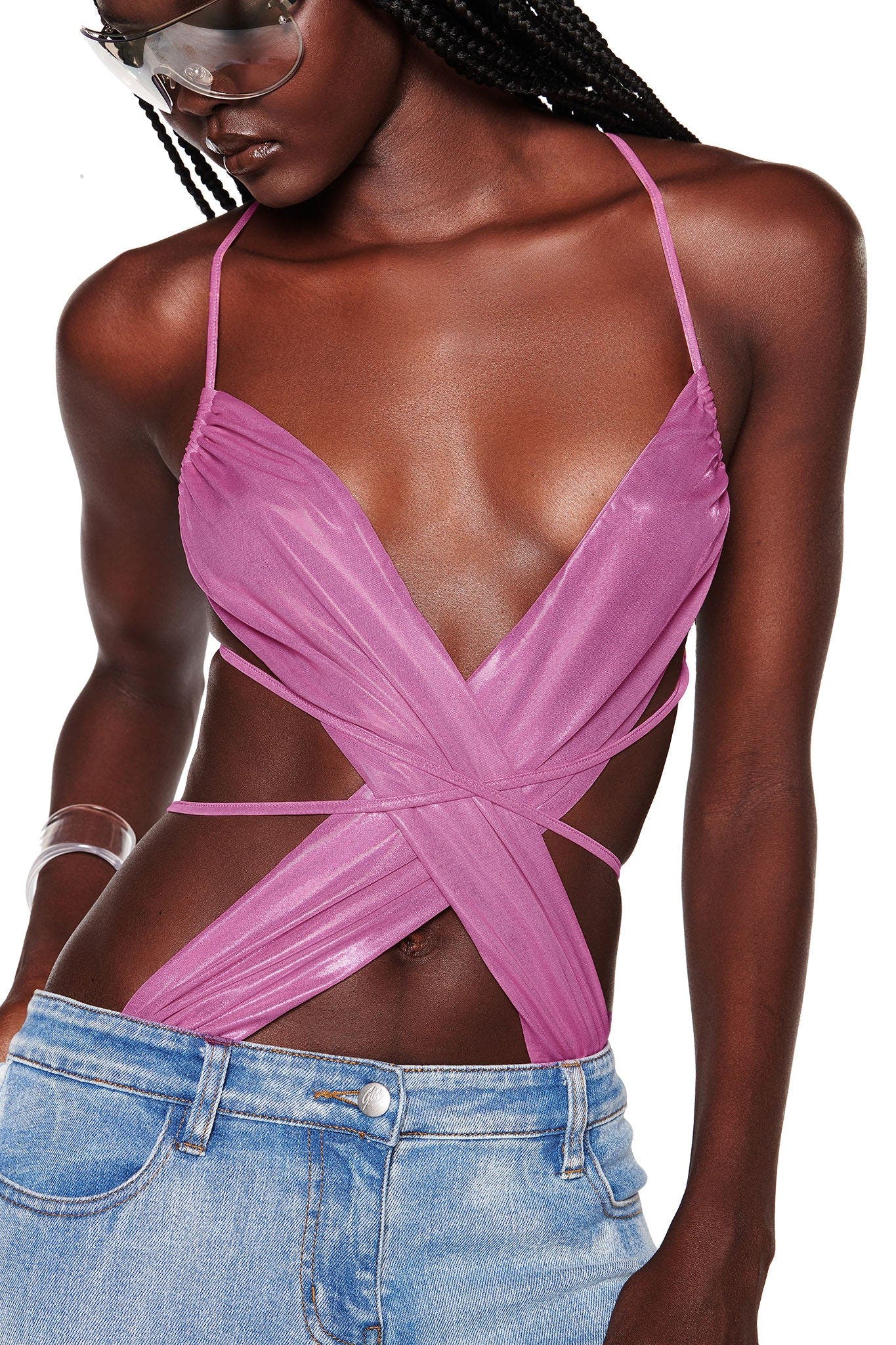 ALUNA BODYSUIT - PINK : METALLIC