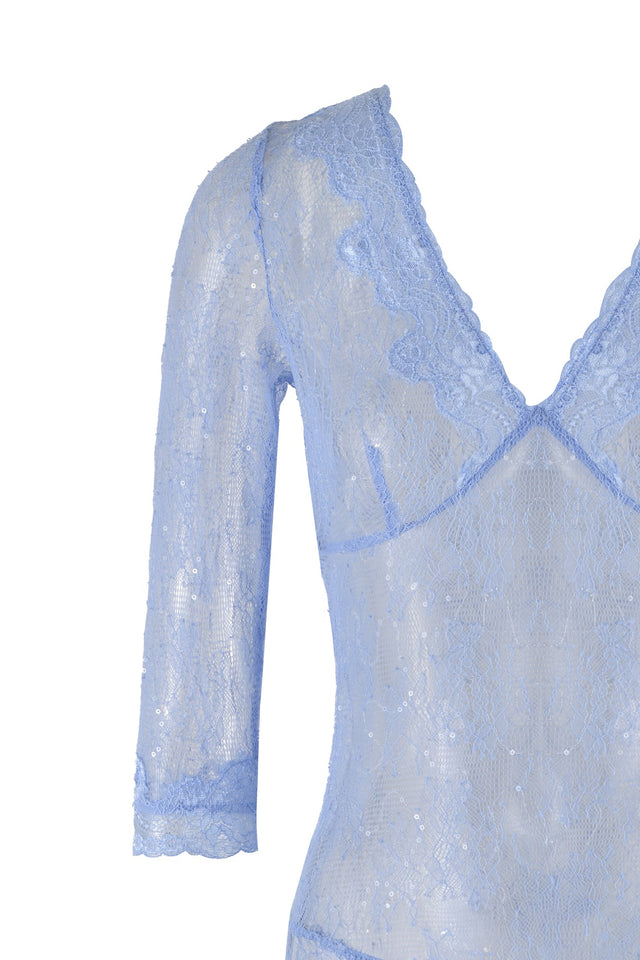 BIJOU MINI DRESS - BLUE : LACE