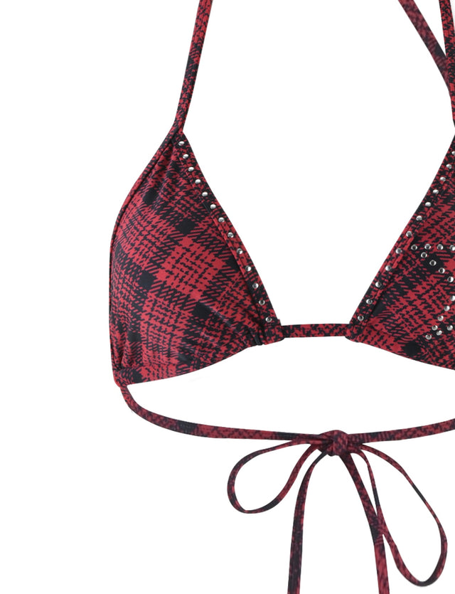 MARTINA BIKINI TOP - RED PLAID