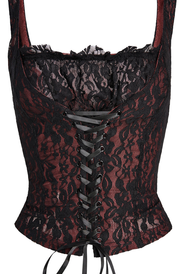 AMORET TOP - BLACK : RED