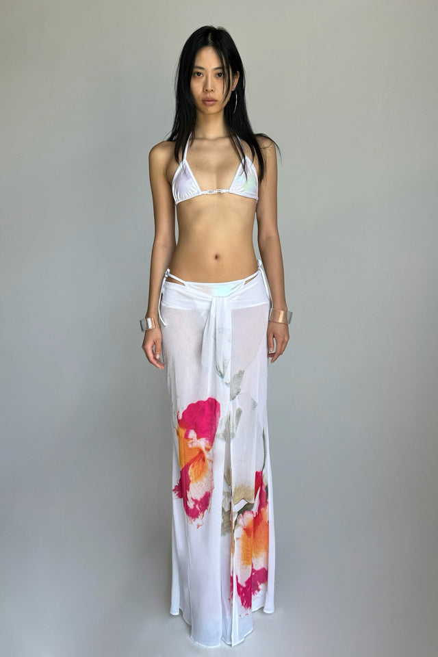 PURA MAXI SKIRT - WHITE : FLORAL