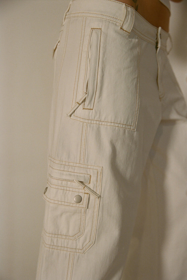 HARLIN PANT - WHITE/TAN