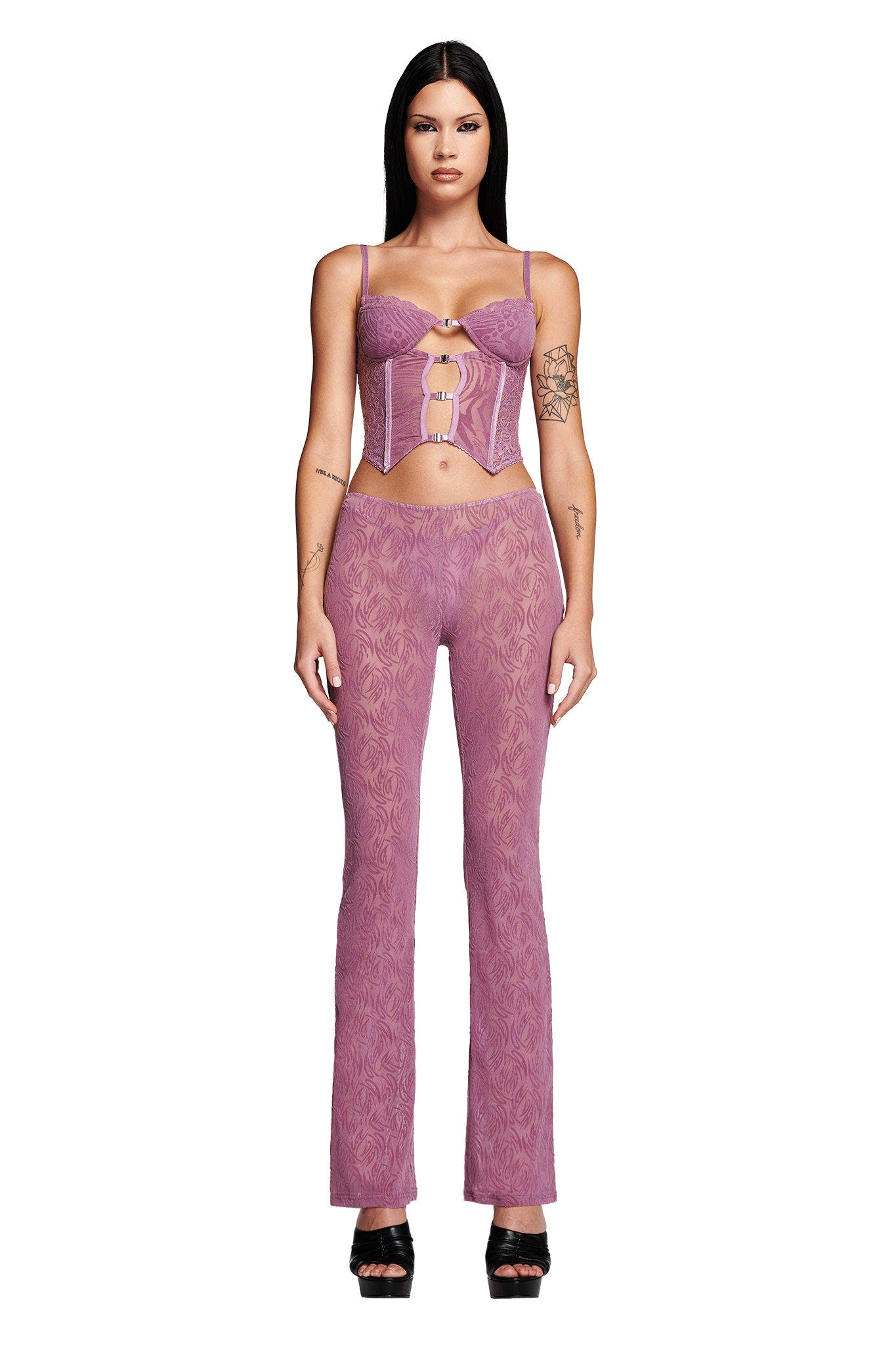 LAURELLA PANT - PINK : MONOGRAM BURNOUT