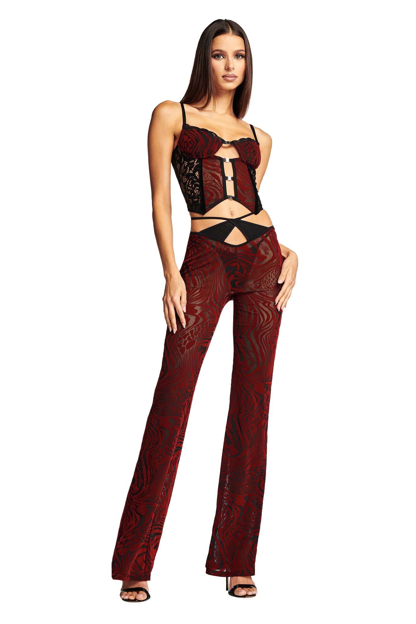 ELENA TOP - RED BURNOUT