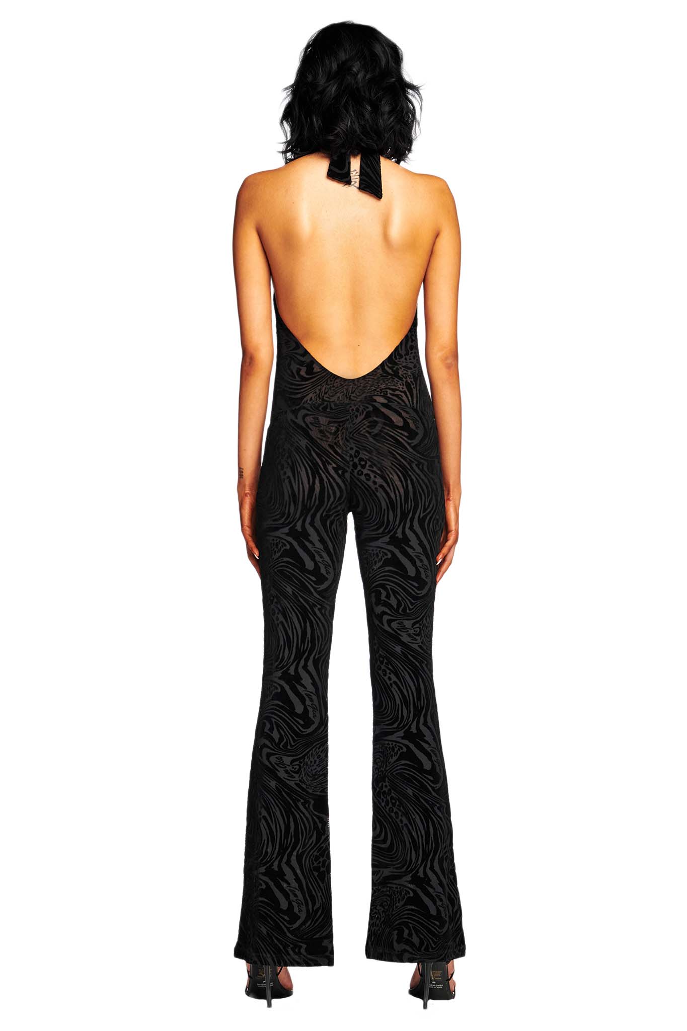 VALENTINA JUMPSUIT - BLACK BURNOUT