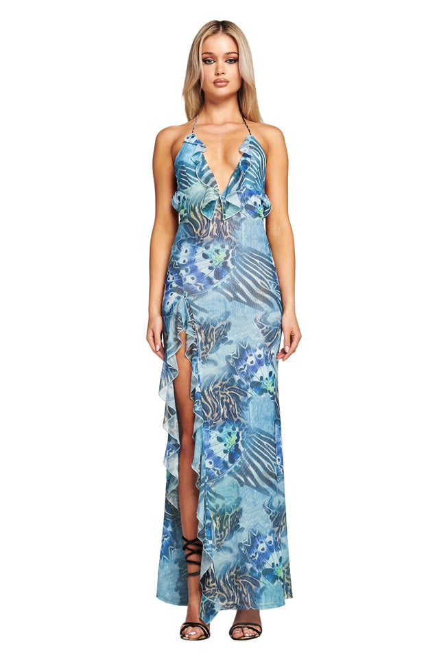 KIERRA MAXI DRESS - BLUE BUTTERFLY