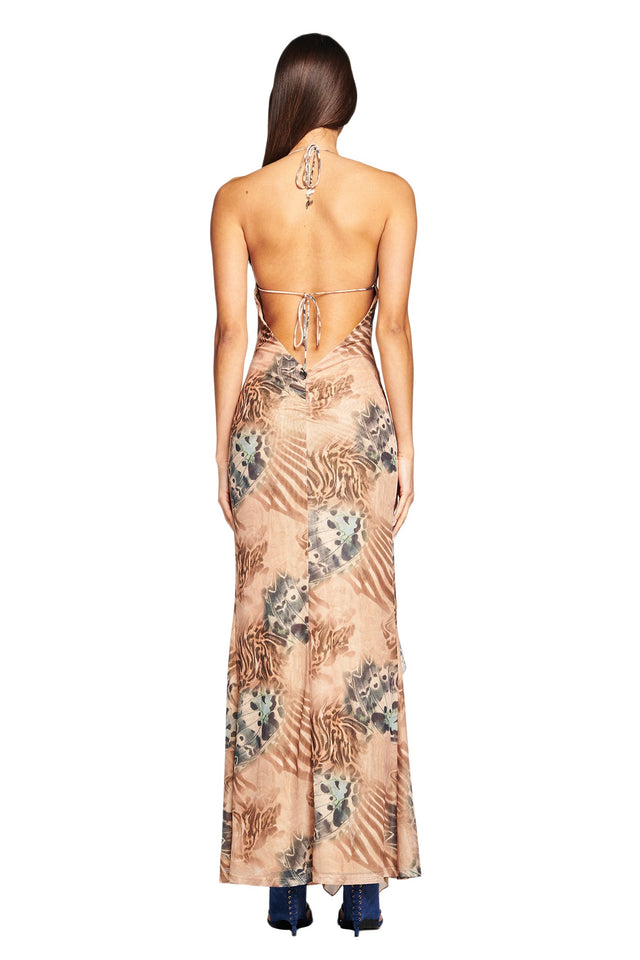 KIERRA MAXI DRESS - TAN BUTTERFLY